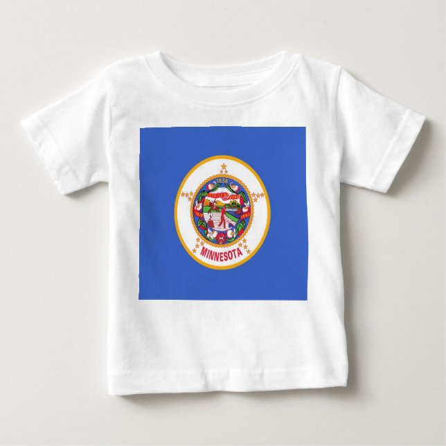 Baby T shirt with Flag of Minnesota, U.S.A. (Front)