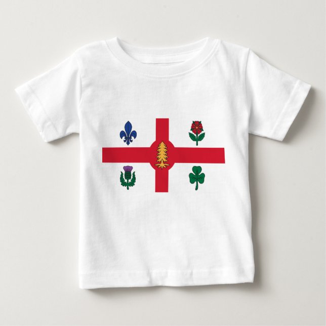 Baby T-Shirt with Flag of Montreal (Front)