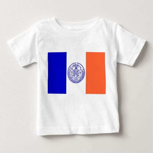Baby T Shirt with Flag of New York, U.S.A. (Front)
