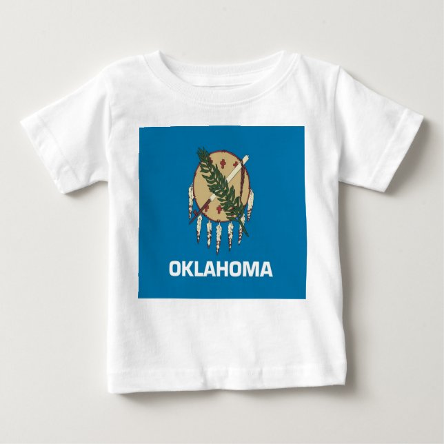Baby T Shirt with Flag of Oklahoma (Front)