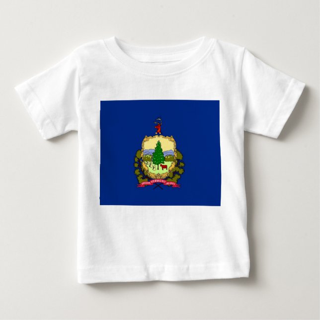 Baby T Shirt with Flag of Vermont, U.S.A. (Front)