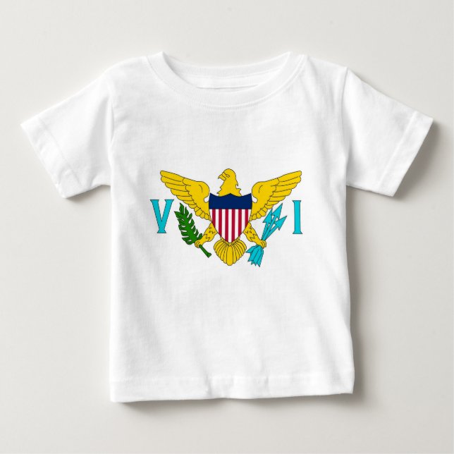 Baby T Shirt with Flag of Virgin Islands, U.S.A. (Front)
