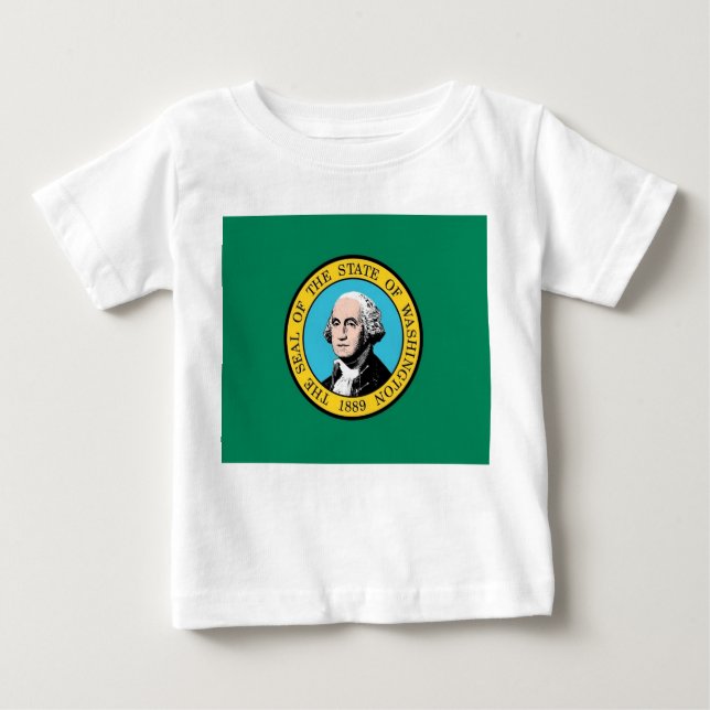 Baby T Shirt with Flag of Washington State, U.S.A. (Front)