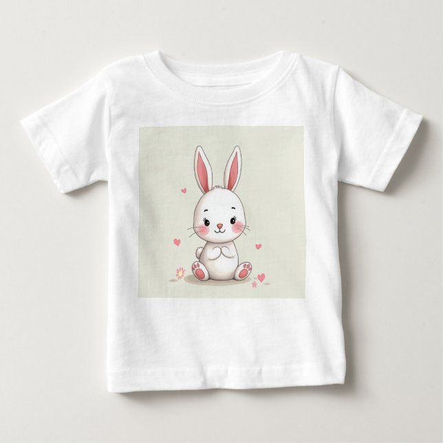 baby t-shirt with rabbit illustration (Front)