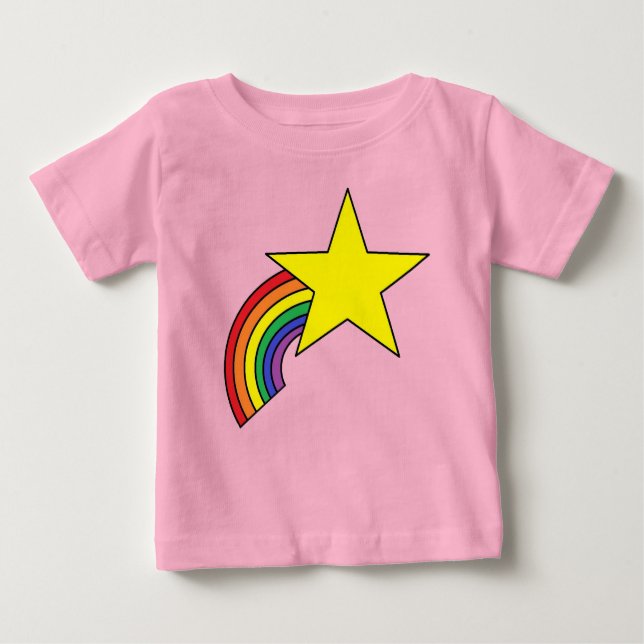 Baby T-Shirt With Rainbow and Yellow Star Design (Front)