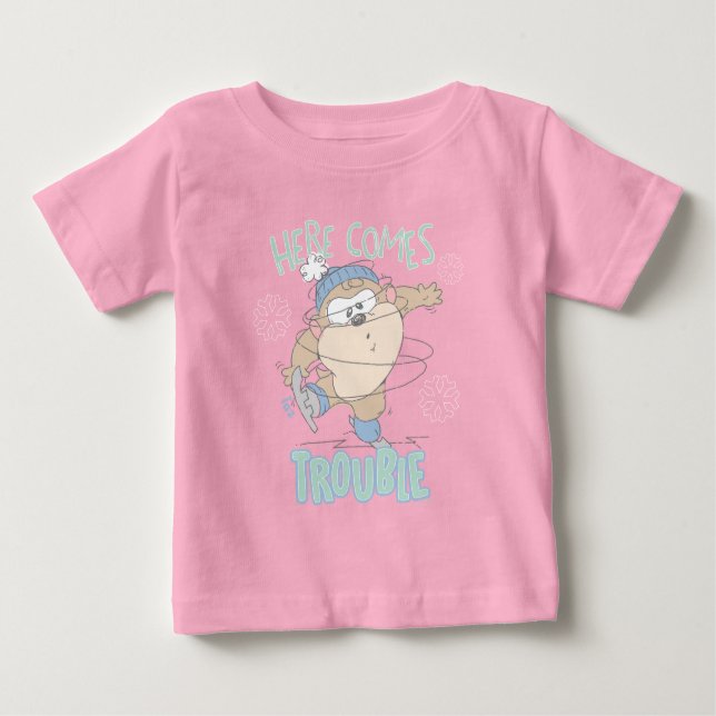 Baby TAZ™ Winter Ice Skating Baby T-Shirt (Front)