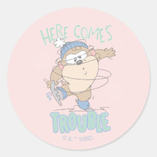 Baby TAZ™ Winter Ice Skating Classic Round Sticker