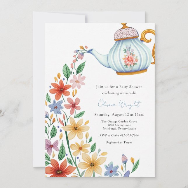Baby Tea Party Shower  Invitation (Front)