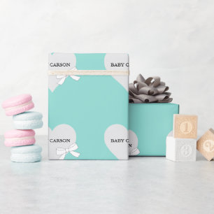 Baby Teal Blue Sprinkle Shower Party Personalised  Wrapping Paper