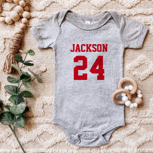 Baby Team Jersey Number and Monogram Baby Bodysuit