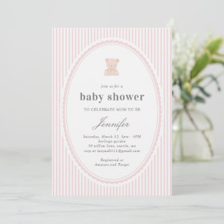 Baby Teddy bear Baby shower Invitation_Pink  Invitation