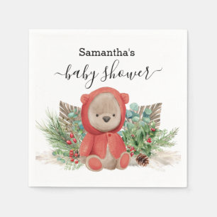 Baby Teddy Bear Christmas Boho Bouquet Napkin