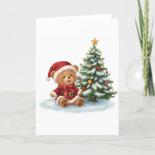Baby Teddy Bear Christmas Holiday Card