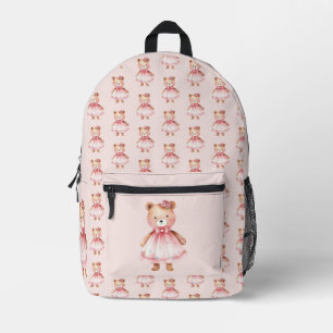 Baby Teddy Bear in a pink dress Printed Backpack