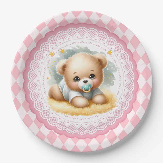 Baby Teddy Bear Paper Plate (Front)