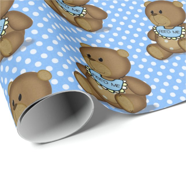 Baby Teddy Bear With Bib Wrapping Paper (Roll Corner)