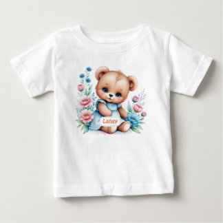 Baby Teddy bear with watercolor florals T-Shirt