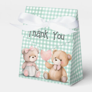 Baby Teddy Bears On Gingham Favour Box