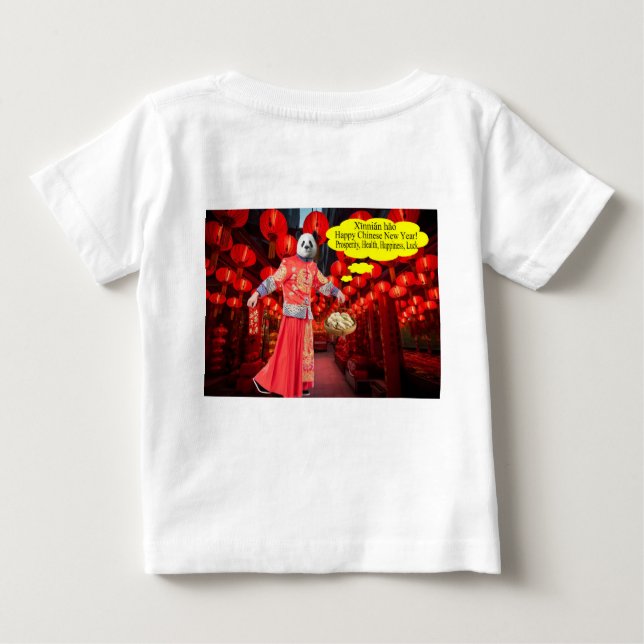 baby tee.  Happy Chinese New Year.  panda/man Baby T-Shirt (Back)