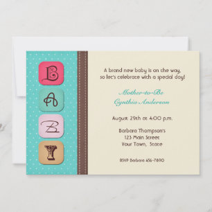 Baby Text Blocks Baby Shower Invitation