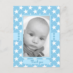 Baby Thank You blue stars Photo Postcard