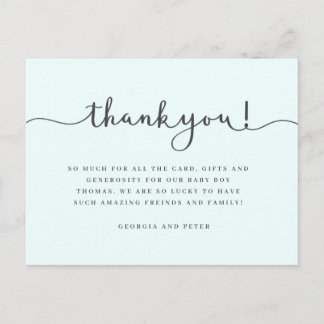 Baby thank you card, birthday thank you Postcard