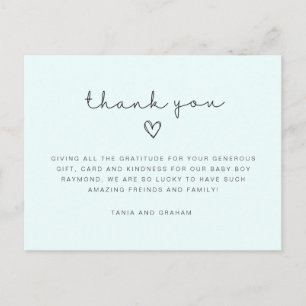 Baby thank you card, birthday thank you Postcard