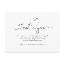 Baby thank you cards, script font thank you