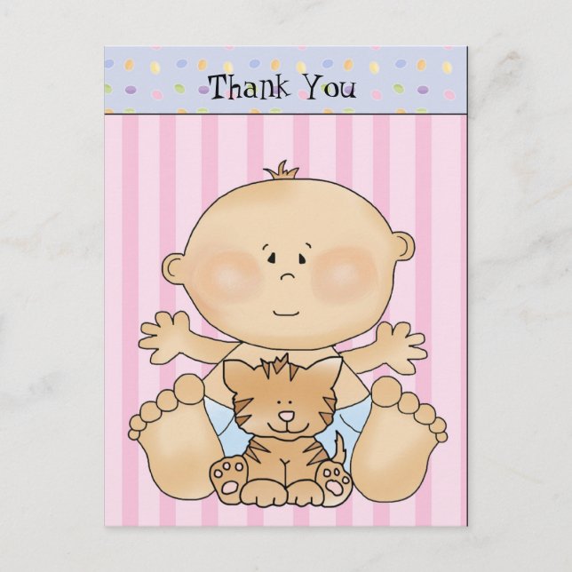 Baby Thank You Cartoon Postcard (Front)
