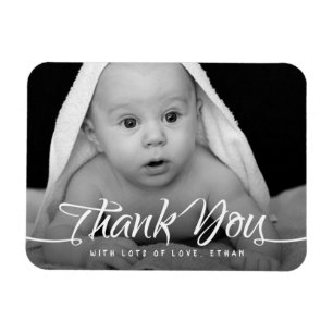 Baby Thank You Custom Photo Chic Hand Script Magnet
