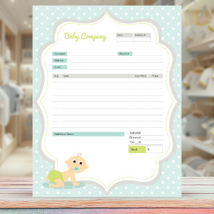 Baby Theme Order Form/Invoice Notepad