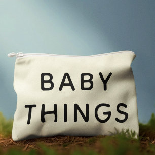Baby Things Essentials Black Script Neutral Accessory Pouch