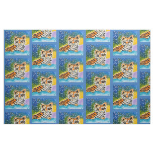 Baby Tiger "Art by Kids" Fabric