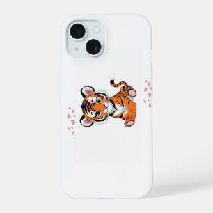 🐯Baby Tiger Art with Pink Butterflies - iPhone 15 Case
