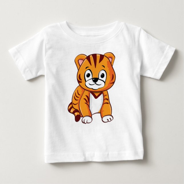 Baby Tiger Cartoon Baby T-Shirt (Front)