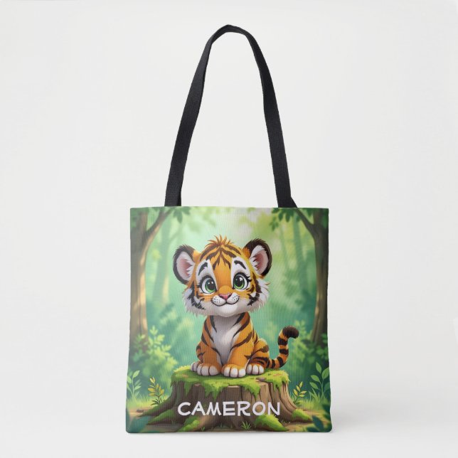 Baby Tiger | Cute Cartoon Kid's Nursery Art Tote Bag (Front)