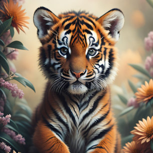 Baby tiger in the wildflowers v4 tissue paper