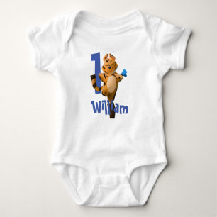 Baby Tiger Plaid First Birthday   Baby Bodysuit