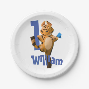 Baby Tiger Plaid First Birthday  Classic Paper Plate
