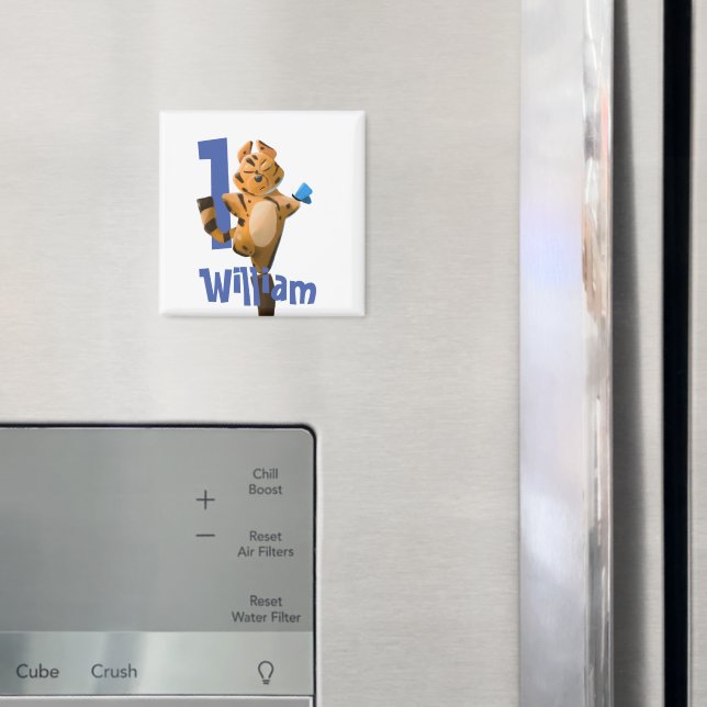 Baby Tiger Plaid First Birthday  Magnet (In Situ (Fridge))