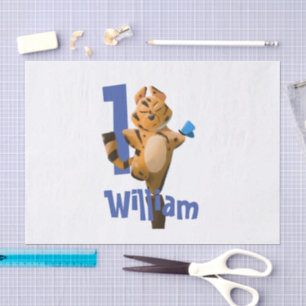 Baby Tiger Plaid First Birthday Tissue Paper