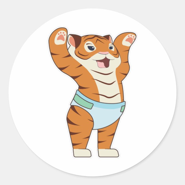 Baby Tiger with Underpants Classic Round Sticker (Front)