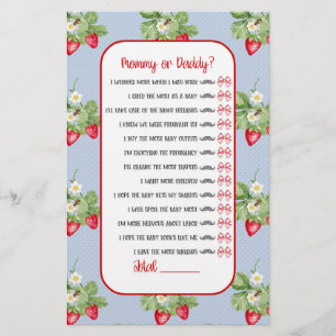 Baby to Bee Strawberry WatercolorGirl Shower Game Flyer
