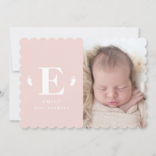 Baby toes initial birth announcement