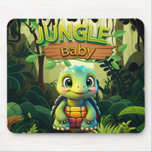 Baby Tortoise, Cute Box Turtle Animal Character 🐢 Mouse Pad