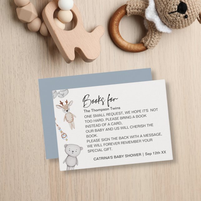 Baby Toys Twin Boys Book Request Baby Shower Enclosure Card (Creator Uploaded)