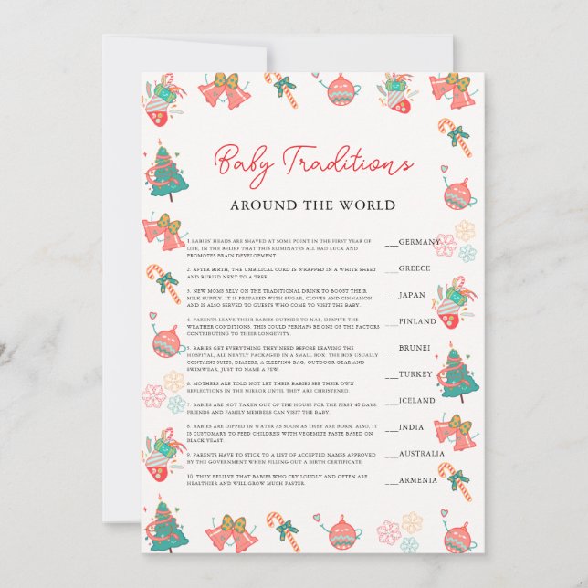 Baby traditions around the world Baby Shower Card (Front)