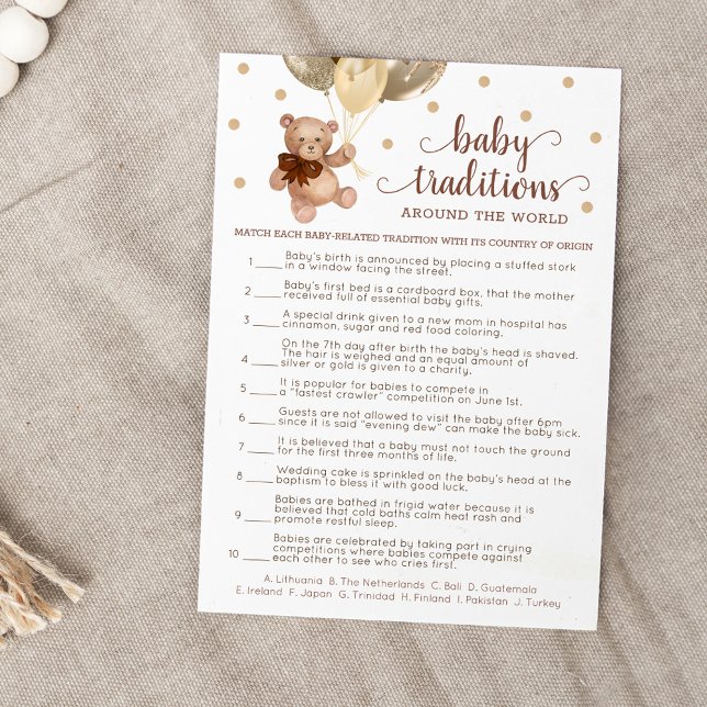 Baby Traditions Game Baby Shower Teddy Bear Card (Creator Uploaded)