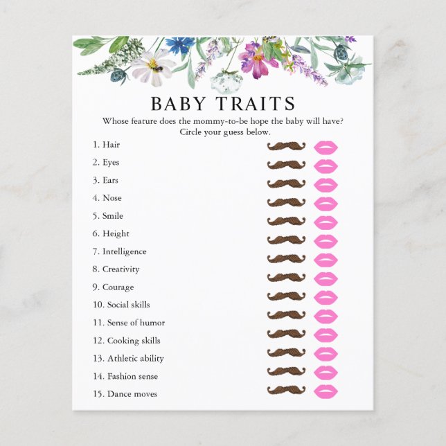 Baby Traits | Baby Shower Game  (Front)