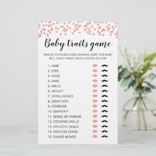 Baby traits game Baby Shower party Game card